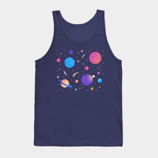 colorful galaxy universe space pattern with abstract planets and stars Tank Top